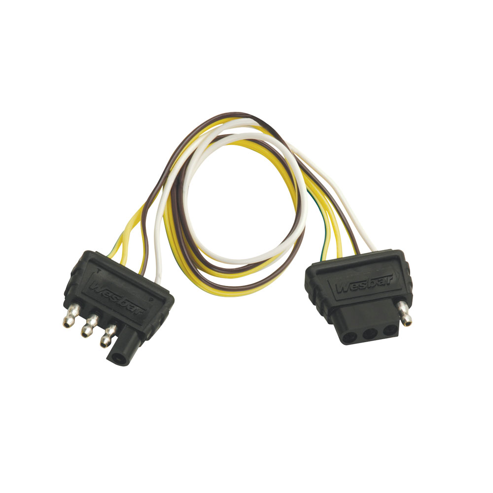 707254 Wesbar Trailer Wiring Connector 4-Way Flat Extension 2 ft. Length Wire 4-Flat Wiring Harness Tow Plug Kit Extension Harness, 2 ft Long