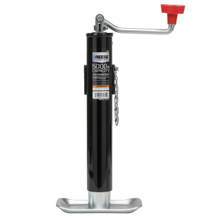 Reese 5K Topwind Pipe Mount Swivel Trailer Jack Reese 5K Topwind Pipe Mount Swivel Trailer Jack, Black Powdercoat, Zinc Finish