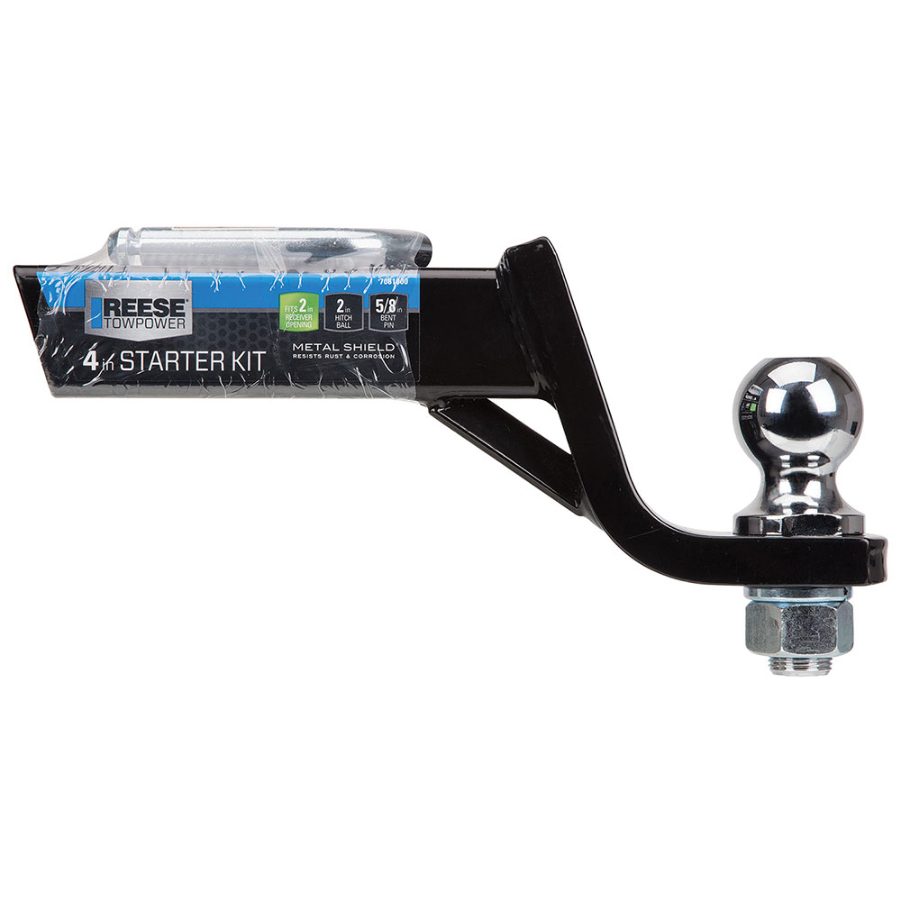 7081000 Reese Towpower Trailer Hitch Ball Mount Starter Kit 7500 lbs. Capacity Fits 2 inch Receiver 4 inch Drop Black Reese Interlock Class 3 Trailer Tow Starter Kit 4" Drop 2-3/4" Rise w/ 2 Inch Chrome Towing Ball 7,500 Lbs Fits 2" Hitch Opening