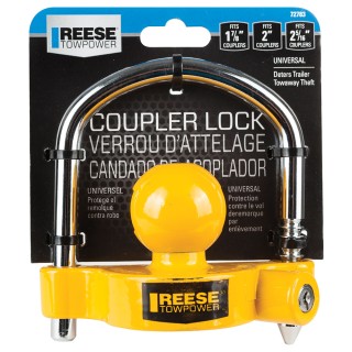 72783 Reese Towpower Trailer Hitch Coupler Lock Universal Fit Reese Universal Trailer Tow Hitch Coupler Lock Fits 1-7/8 In 2 In and 2-5/16 In. Ball Couplers Distance Between Shackled Holes 4-1/2"