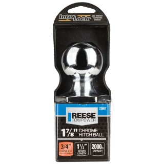 72801 Reese Towpower Interlock Trailer Hitch Ball 1-7/8 inch Diameter 2000 lbs. Capacity Chrome Reese 1-7/8" 2,000 lbs InterLock Trailer Hitch Tow Ball 3/4" Shank Diameter x 1-1/2" Shank Length Chrome Packaged