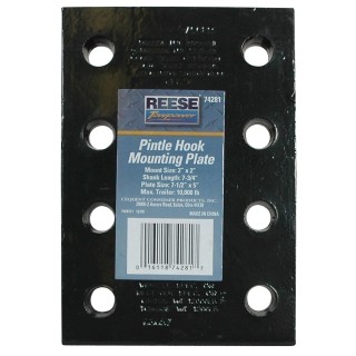 74281 Reese Towpower Pintle Hook Mounting Plate Fits 2 inch Receiver 10000 lbs. Capacity Reese 10K Adjustable Pintle Hook Receiver Fits 2" Trailer Tow Hitch Mount 7-3/4" Length 4 Sets of Holes 12,000 lbs Heavy Duty