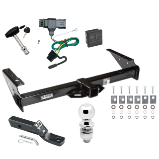 Custom Fit Trailer Hitch Wiring Harness (Plug & Play) 2" Drop Ball-Mount w/ Pin/Clip 2" Chrome Ball Security Lock Pin Rubber Hitch Plug Cover Installation Hardware Installation Instructions 75037 118319 23 63845 580407 7010 Draw-Tite Trailer Trailer Tow Hitch For 92-00 Chevy GMC Yukon Suburban Tahoe Escalade Deluxe Package Wiring 2" Ball and Lock