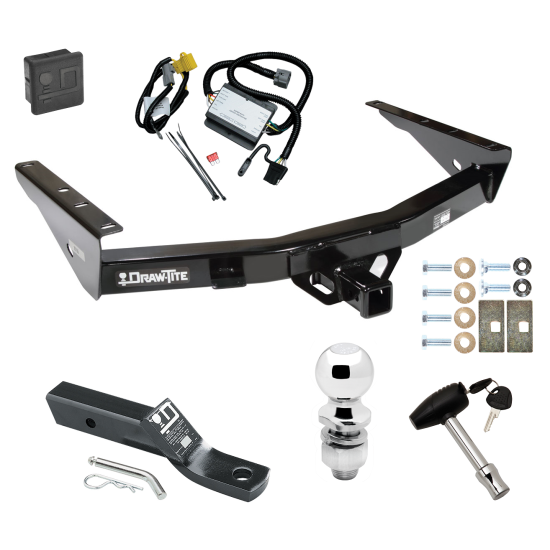 Custom Fit Trailer Hitch Wiring Harness (Plug & Play) 2" Drop Ball-Mount w/ Pin/Clip 2" Chrome Ball Security Lock Pin Rubber Hitch Plug Cover Installation Hardware Installation Instructions 75105 118367 23 63845 580407 7010 Draw-Tite Trailer Trailer Tow Hitch For 2000 Toyota Tundra without Factory Towable Bumper Deluxe Package Wiring 2" Ball and Lock