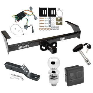 Custom Fit Trailer Hitch Wiring Harness (Plug & Play) 2" Drop Ball-Mount w/ Pin/Clip 2" Chrome Ball Security Lock Pin Rubber Hitch Plug Cover Installation Hardware Installation Instructions 75186 118362 23 63845 580407 7010 Draw-Tite Traile Trailer Tow Hitch For 98-04 Nissan Frontier Deluxe Package Wiring 2" Ball and Lock