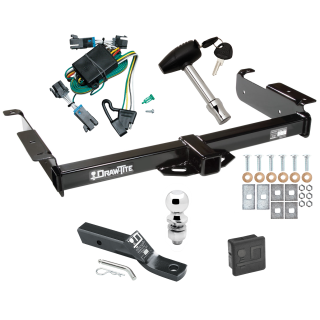 Trailer Tow Hitch For 00-02 Chevy Express GMC Savana 1500 2500 3500 Deluxe Package Wiring 2" Ball and Lock
