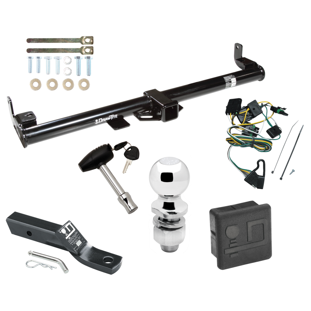 Custom Fit Trailer Hitch Wiring Harness (Plug & Play) 2" Drop Ball-Mount w/ Pin/Clip 2" Chrome Ball Security Lock Pin Rubber Hitch Plug Cover Installation Hardware Installation Instructions 75193 118356 23 63845 580407 7010 Draw-Tite Traile Trailer Tow Hitch For 97 Jeep Wrangler TJ Deluxe Package Wiring 2" Ball and Lock