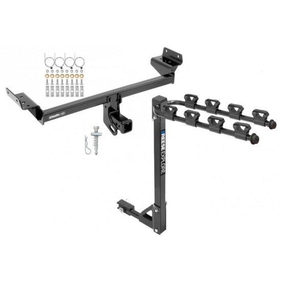 Trailer Tow Hitch w/ 4 Bike Rack For 15-24 Ford Edge 16-18 Lincoln MKX 19-23 Nautilus tilt away adult or child arms fold down carrier3 Trailer Tow Hitch w/ 4 Bike Rack For 15-24 Ford Edge 16-18 Lincoln MKX 19-23 Nautilus tilt away adult or child arms fold down carrier3