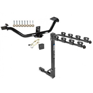 Trailer Tow Hitch w/ 4 Bike Rack For 06-14 Honda Ridgeline tilt away adult or child arms fold down carrier w/ Lock and Cover