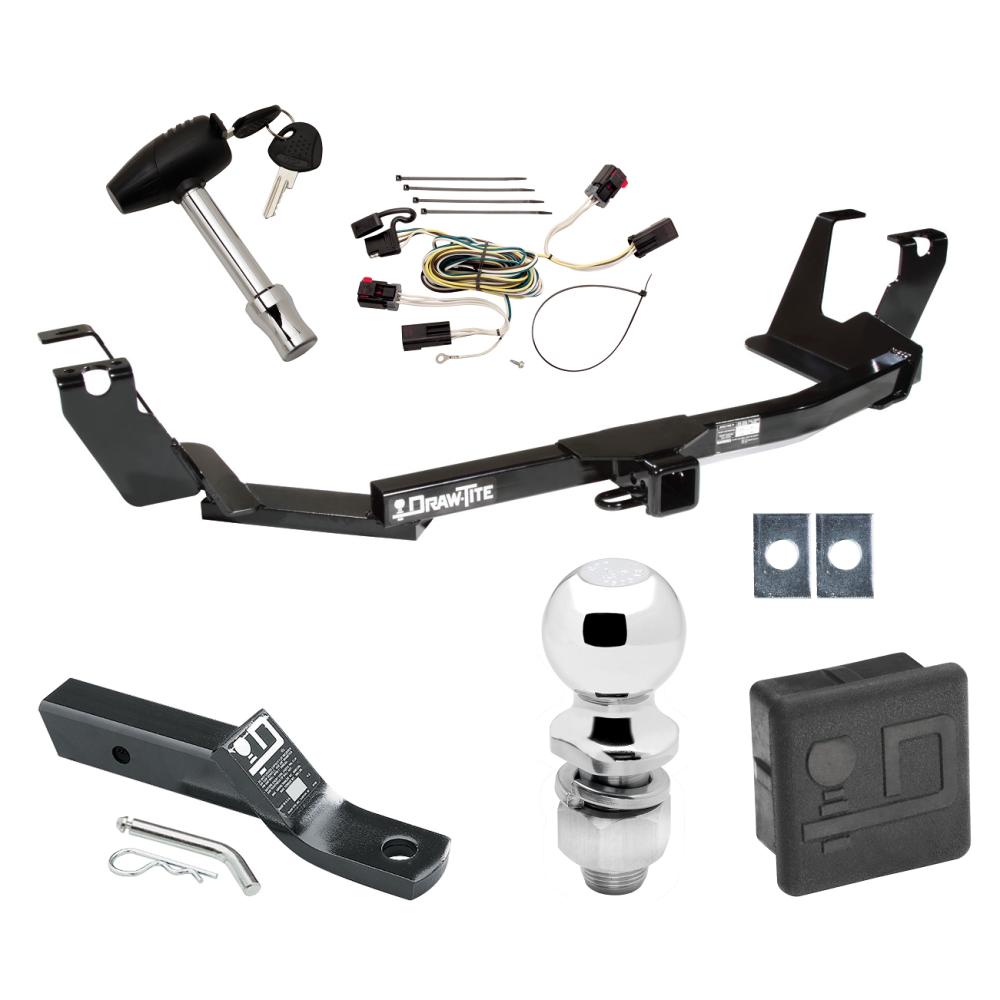 Custom Fit Trailer Hitch Wiring Harness (Plug & Play) 2" Drop Ball-Mount w/ Pin/Clip 2" Chrome Ball Security Lock Pin Rubber Hitch Plug Cover Installation Hardware Installation Instructions 75305 118300 23 63845 580407 7010 Draw-Tite Traile Trailer Tow Hitch For 05-07 Chrysler Town & Country Dodge Grand Caravan w/Stow & Go Seats Deluxe Package Wiring 2" Ball and Lock