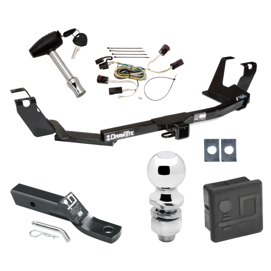 Custom Fit Trailer Hitch Wiring Harness (Plug & Play) 2" Drop Ball-Mount w/ Pin/Clip 2" Chrome Ball Security Lock Pin Rubber Hitch Plug Cover Installation Hardware Installation Instructions 75305 118300 23 63845 580407 7010 Draw-Tite Traile Trailer Tow Hitch For 05-07 Chrysler Town & Country Dodge Grand Caravan w/Stow & Go Seats Deluxe Package Wiring 2" Ball and Lock