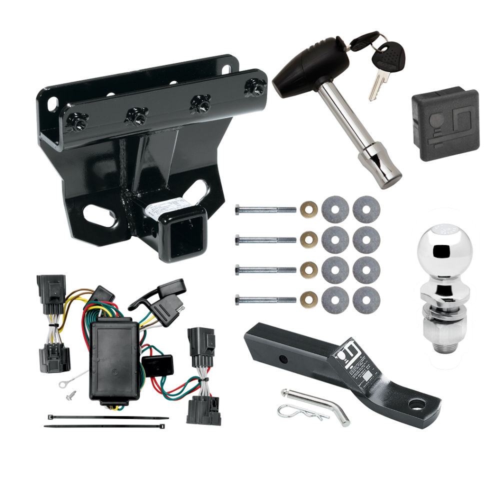 Custom Fit Trailer Hitch Wiring Harness (Plug & Play) 2" Drop Ball-Mount w/ Pin/Clip 2" Chrome Ball Security Lock Pin Rubber Hitch Plug Cover Installation Hardware Installation Instructions 75338 118408 23 63845 580407 7010 Draw-Tite Traile Trailer Tow Hitch For 06-10 Jeep Commander Deluxe Package Wiring 2" Ball and Lock
