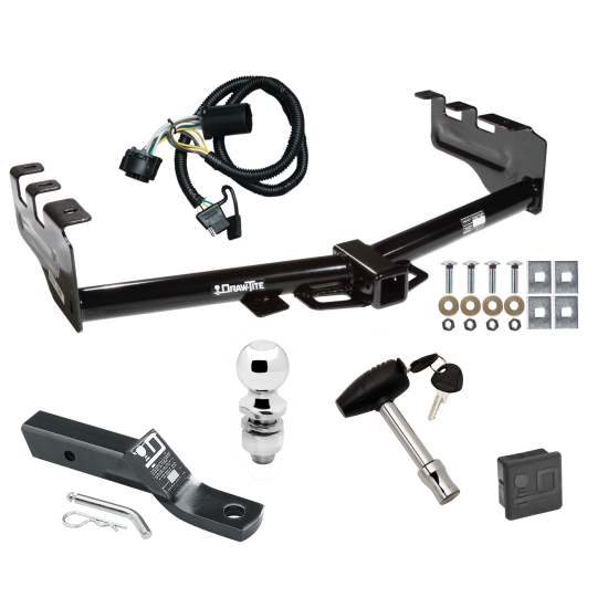 Custom Fit Trailer Hitch Wiring Harness (Plug & Play) 2" Drop Ball-Mount w/ Pin/Clip 2" Chrome Ball Security Lock Pin Rubber Hitch Plug Cover Installation Hardware Installation Instructions 75362 118384 23 63845 580407 7010 Draw-Tite Traile Trailer Tow Hitch For 07-13 Chevy Silverado GMC Sierra 1500 Deluxe Package Wiring 2" Ball and Lock