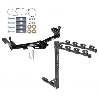 Trailer Tow Hitch w/ 4 Bike Rack For 06-10 Ford Explorer Mercury Mountaineer tilt away adult or child arms fold down carrier