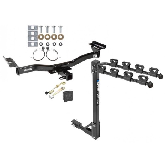 Trailer Tow Hitch w/ 4 Bike Rack For 07-12 Mazda CX-7 tilt away adult or child arms fold down carrier w/ Lock and Cover