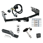 Custom Fit Trailer Hitch Wiring Harness (Plug & Play) 2" Drop Ball-Mount w/ Pin/Clip 2" Chrome Ball Security Lock Pin Rubber Hitch Plug Cover Installation Hardware Installation Instructions 75521 118384 23 63845 580407 7010 Draw-Tite Traile Trailer Tow Hitch For 99-13 Chevy Silverado GMC Sierra 1500 Deluxe Package Wiring 2" Ball and Lock