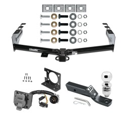 Trailer Hitch Package w/ Wiring For 99-13 Chevy Silverado GMC Sierra 1500 99-04-2500 LD w/ 2" Ball 2" Drop Mount 7-Way Pin Blade RV Class 4