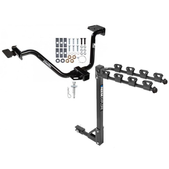 Trailer Tow Hitch w/ 4 Bike Rack For 04-08 Chrysler Pacifica tilt away adult or child arms fold down carrier