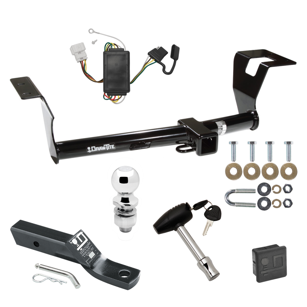 Custom Fit Trailer Hitch Wiring Harness (Plug & Play) 2" Drop Ball-Mount w/ Pin/Clip 2" Chrome Ball Security Lock Pin Rubber Hitch Plug Cover Installation Hardware Installation Instructions 75547 118427 23 63845 580407 7010 Draw-Tite Traile Trailer Tow Hitch For 07-11 Honda CR-V Deluxe Package Wiring 2" Ball and Lock