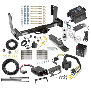 Custom Fit Trailer Hitch Class 5 Tri-Ball Trailer Hitch Ball Mount w/ Pin/Clip Wiring Harness (Plug & Play) 4-Way to 7-Way adapter w/ mounting bracket and screws Proportional Brake Control For 1-4 Axles Wiring Kit for 4 to 8 Brake Control Systems 25 f Trailer Hitch and Brake Control Kit For 14-22 Mercedes-Benz Sprinter Freightliner 2500 3500 Controller 7-Way RV Wiring Breakaway Battery Charger Complete System Receiver 2" Tow Ball w/o factory step bumper