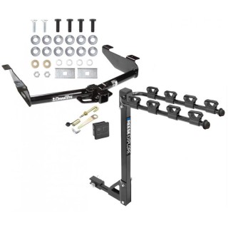 Trailer Tow Hitch w/ 4 Bike Rack For 01-10 Chevy Silverado GMC Sierra 2500 3500 3500 tilt away adult or child arms fold down carrier w/ Lock and Cover 