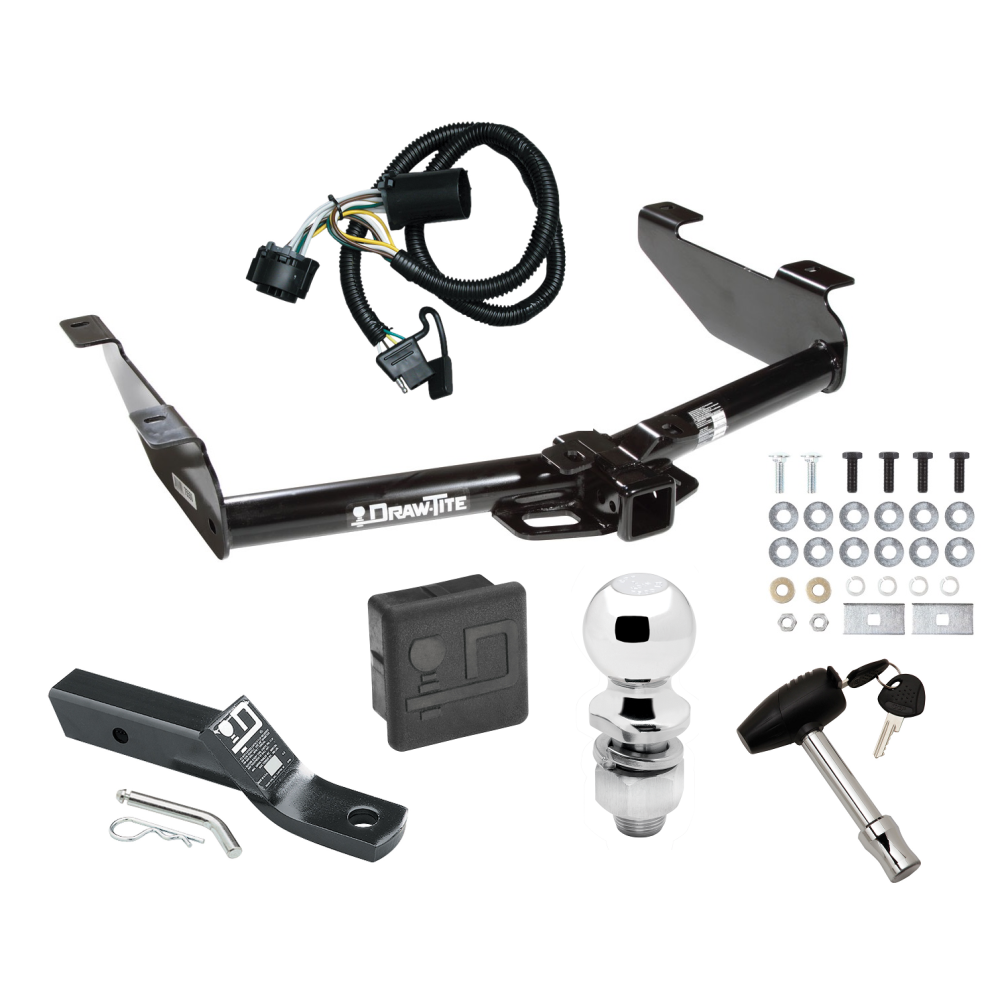 Custom Fit Trailer Hitch Wiring Harness (Plug & Play) 2" Drop Ball-Mount w/ Pin/Clip 2" Chrome Ball Security Lock Pin Rubber Hitch Plug Cover Installation Hardware Installation Instructions 75550 118384 23 63845 580407 7010 Draw-Tite Traile Trailer Tow Hitch For 07-10 Chevy Silverado GMC Sierra 2500 3500 HD Deluxe Package Wiring 2" Ball and Lock