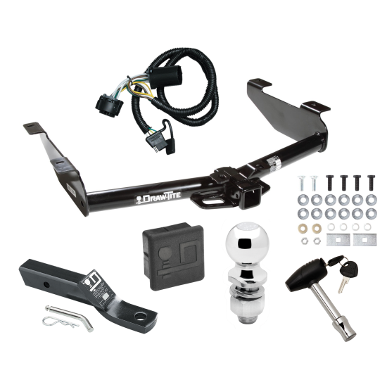 Custom Fit Trailer Hitch Wiring Harness (Plug & Play) 2" Drop Ball-Mount w/ Pin/Clip 2" Chrome Ball Security Lock Pin Rubber Hitch Plug Cover Installation Hardware Installation Instructions 75550 118384 23 63845 580407 7010 Draw-Tite Traile Trailer Tow Hitch For 07-10 Chevy Silverado GMC Sierra 2500 3500 HD Deluxe Package Wiring 2" Ball and Lock