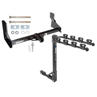 Trailer Tow Hitch w/ 4 Bike Rack For 07-24 Dodge Freightliner Mercedes-Benz Sprinter 2500 3500 tilt away adult or child arms fold down carrier