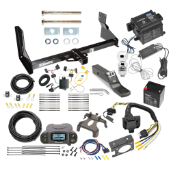 Trailer Hitch and Brake Control Kit For 14-22 Mercedes-Benz Sprinter Freightliner 2500 3500 Tekonsha Prodigy P3 Brake Controller 7-Way RV Wiring Breakaway Battery Charger Complete System Receiver 2" Tow Ball with factory step bumper
