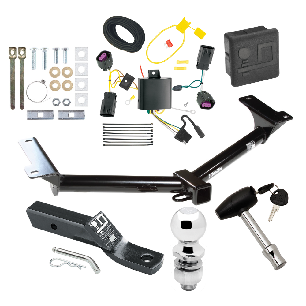 Custom Fit Trailer Hitch Wiring Harness (Plug & Play) 2" Drop Ball-Mount w/ Pin/Clip 2" Chrome Ball Security Lock Pin Rubber Hitch Plug Cover Installation Hardware Installation Instructions 75648 118567 23 63845 580407 7010 Draw-Tite Traile Trailer Tow Hitch For 12-20 Dodge Journey Except w/LED Taillights Deluxe Package Wiring 2" Ball and Lock
