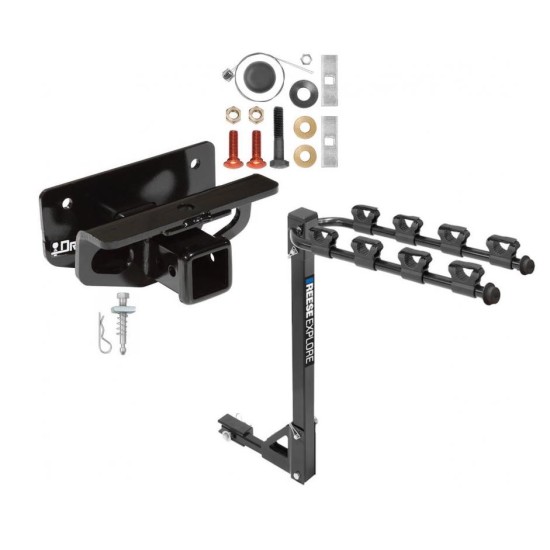 Trailer Tow Hitch w/ 4 Bike Rack For 03-23 Dodge Ram 1500 2500 3500 tilt away adult or child arms fold down carrier Trailer Tow Hitch w/ 4 Bike Rack For 03-23 Dodge Ram 1500 2500 3500 tilt away adult or child arms fold down carrier