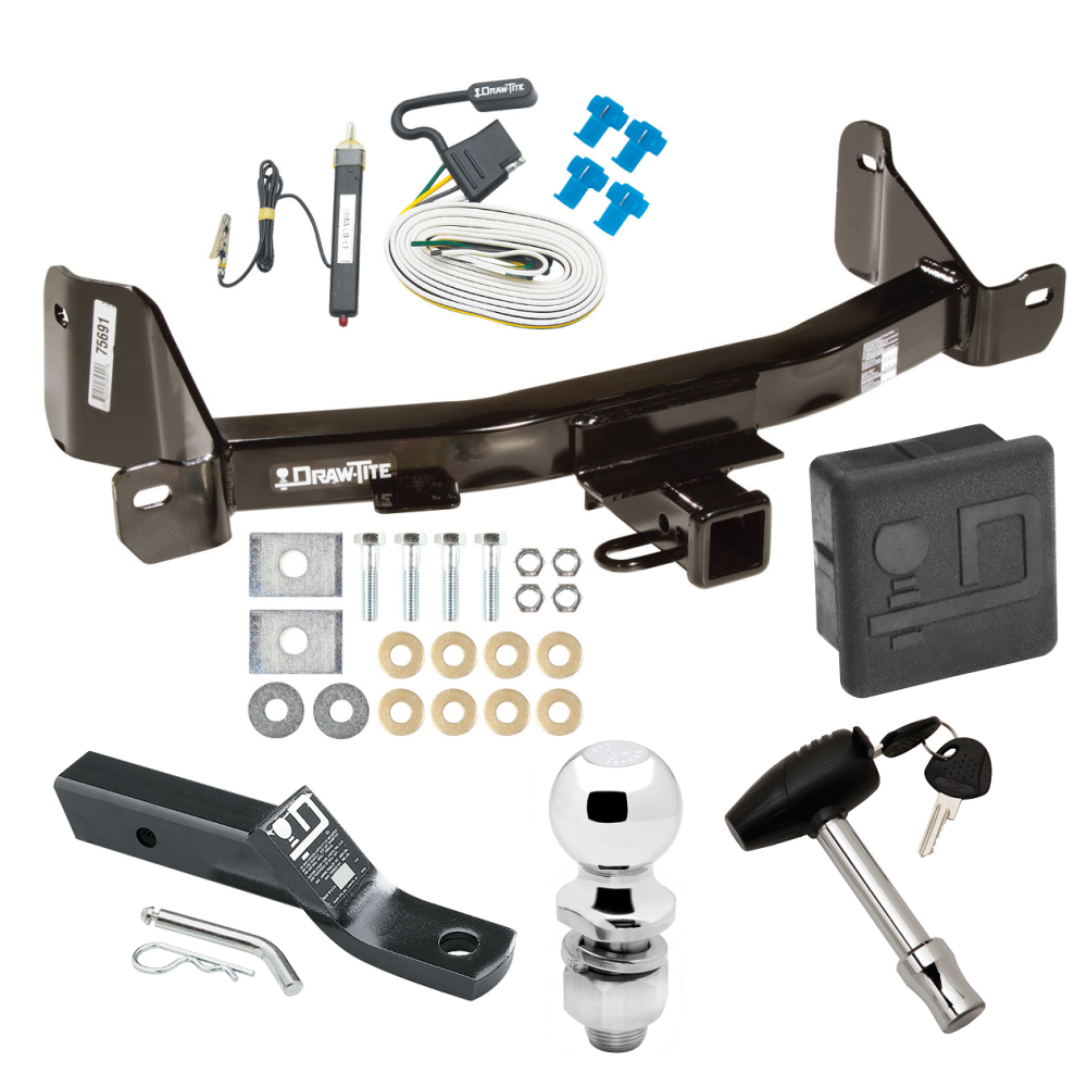 Custom Fit Trailer Hitch Wiring Harness (Requires Splicing) 2" Drop Ball-Mount w/ Pin/Clip 2" Chrome Ball Security Lock Pin Rubber Hitch Plug Cover Installation Hardware Installation Instructions 75691 20252 23 63845 580407 7010 Draw-Tite Traile Trailer Tow Hitch For 09-14 Ford F-150 Deluxe Package Wiring 2" Ball and Lock