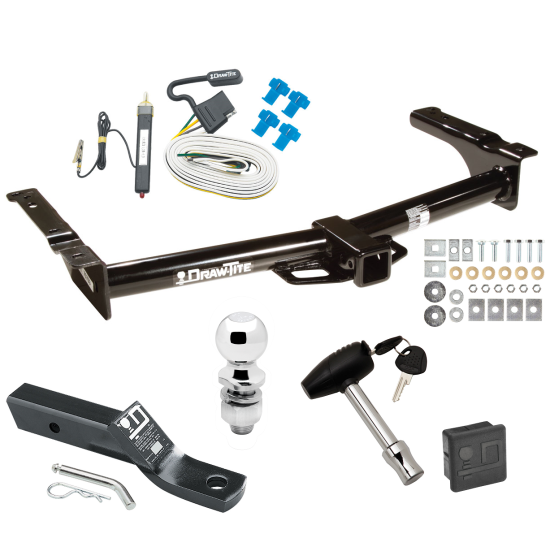 Custom Fit Trailer Hitch Wiring Harness (Requires Splicing) 2" Drop Ball-Mount w/ Pin/Clip 2" Chrome Ball Security Lock Pin Rubber Hitch Plug Cover Installation Hardware Installation Instructions 75703 20252 23 63845 580407 7010 Draw-Tite Traile Trailer Tow Hitch For 75-91 03-07 Ford Van E100 E150 E250 E350 Deluxe Package Wiring 2" Ball and Lock