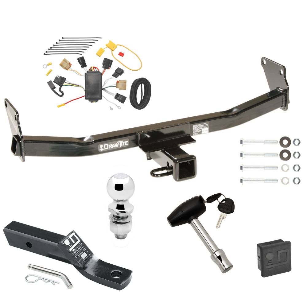 Custom Fit Trailer Hitch Wiring Harness (Plug & Play) 2" Drop Ball-Mount w/ Pin/Clip 2" Chrome Ball Security Lock Pin Rubber Hitch Plug Cover Installation Hardware Installation Instructions 75712 118428 23 63845 580407 7010 Draw-Tite Trailer Trailer Tow Hitch For 07-10 Jeep Compass 07 Patriot Deluxe Package Wiring 2" Ball and Lock
