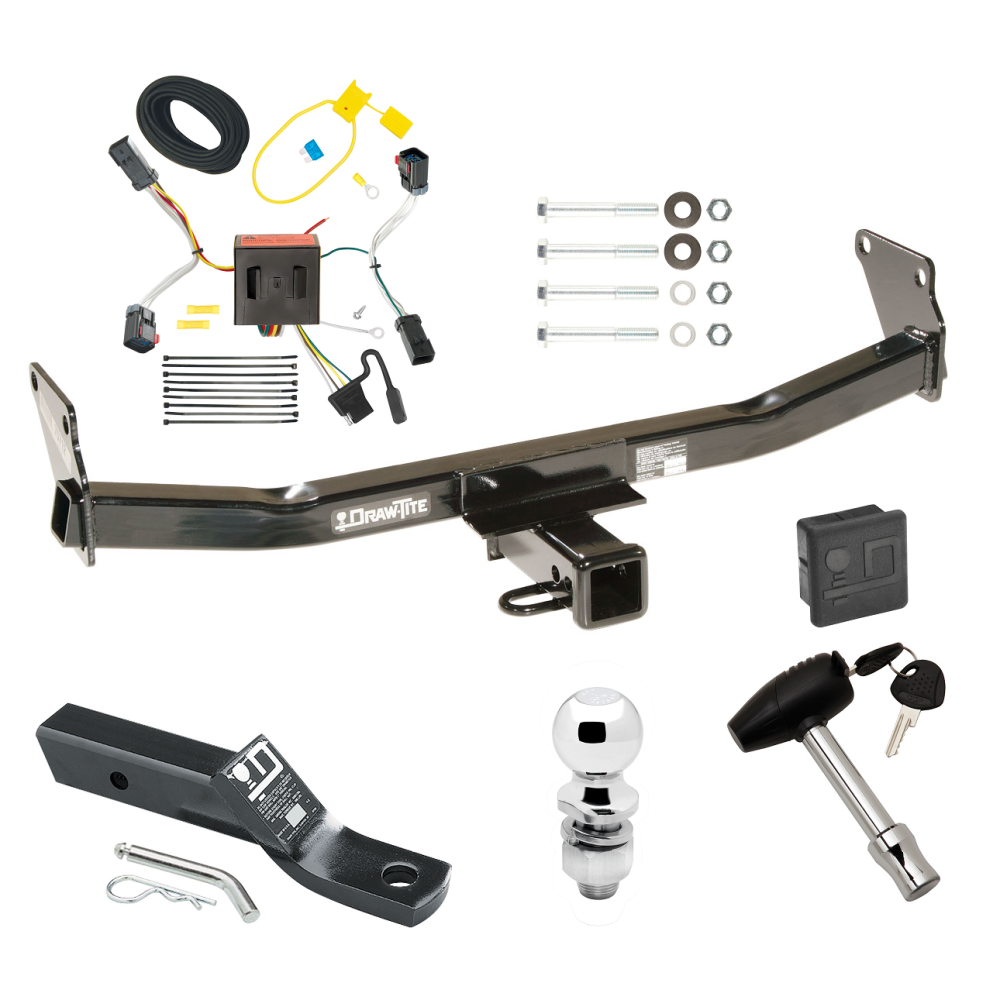 Custom Fit Trailer Hitch Wiring Harness (Plug & Play) 2" Drop Ball-Mount w/ Pin/Clip 2" Chrome Ball Security Lock Pin Rubber Hitch Plug Cover Installation Hardware Installation Instructions 75712 118539 23 63845 580407 7010 Draw-Tite Trailer Trailer Tow Hitch For 11-17 Jeep Compass Deluxe Package Wiring 2" Ball and Lock