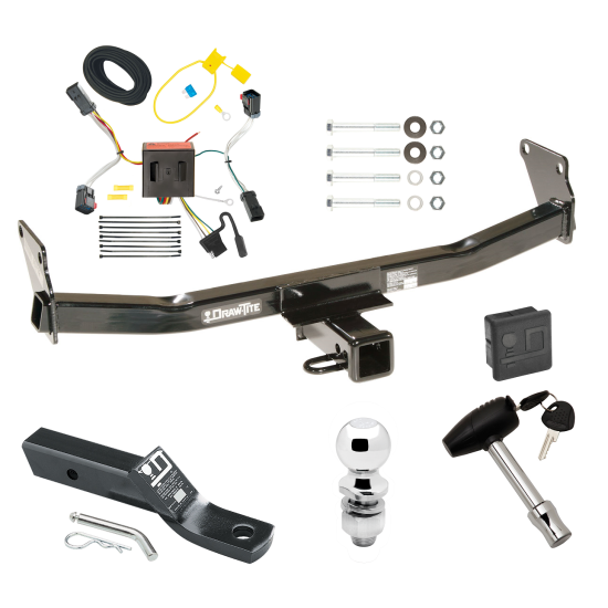 Custom Fit Trailer Hitch Wiring Harness (Plug & Play) 2" Drop Ball-Mount w/ Pin/Clip 2" Chrome Ball Security Lock Pin Rubber Hitch Plug Cover Installation Hardware Installation Instructions 75712 118539 23 63845 580407 7010 Draw-Tite Trailer Trailer Tow Hitch For 11-17 Jeep Compass Deluxe Package Wiring 2" Ball and Lock