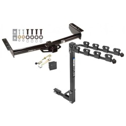 Trailer Tow Hitch w/ 4 Bike Rack For 02-06 Chevy Avalanche Suburban Tahoe GMC Yukon Escalade tilt away adult or child arms fold down carrier w/ Lock and Cover