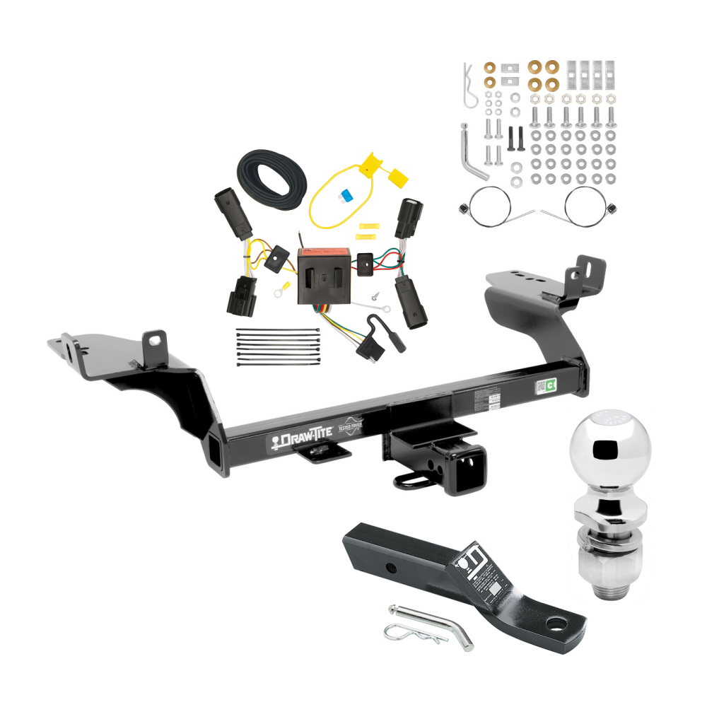 Custom Fit Trailer Hitch Wiring Harness (Plug & Play) 2" Drop Ball-Mount w/ Pin/Clip 2" Chrome Ball Installation Hardware Installation Instructions 75782 118566 23 63845 Draw-Tite Trailer Tow Hitch 13-16 Escape Complete Package Wiring and 2 Trailer Tow Hitch For 13-16 Ford Escape Complete Package w/ Wiring and 2" Ball