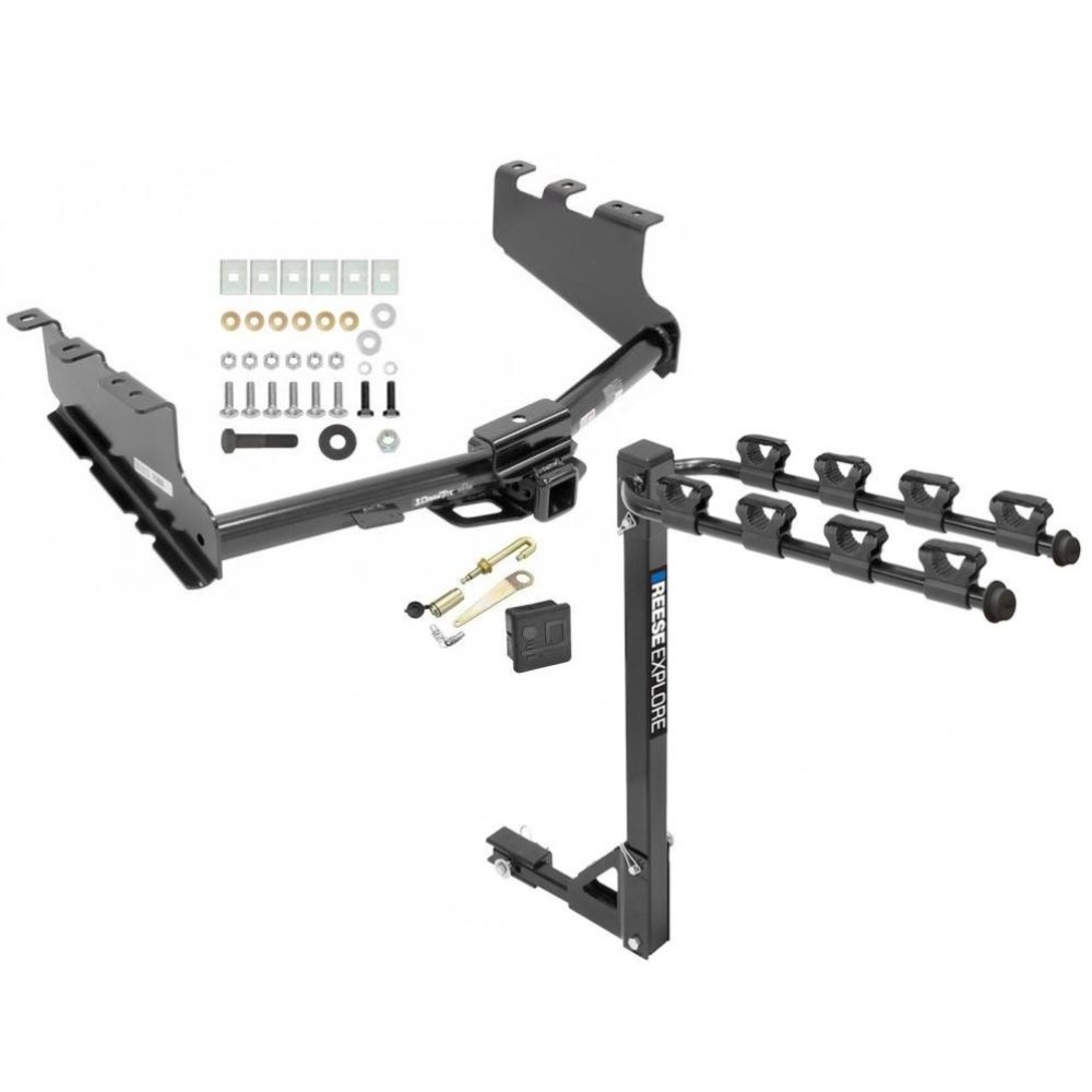 Custom Fit Trailer Hitch 4 Bike Carrier Security J-Pin Rubber Hitch Plug Cover Installation Hardware Installation Instructions 75866 1393100G 63201 7010 Draw-Tite Trailer Tow Hitch 4 Bike Rack 14-19 Chevy Silerado GMC Sierra 1500 tilt away adult or child Trailer Tow Hitch w/ 4 Bike Rack For 14-19 Chevy Silerado GMC Sierra 1500 tilt away adult or child arms fold down carrier w/ Lock and Cover