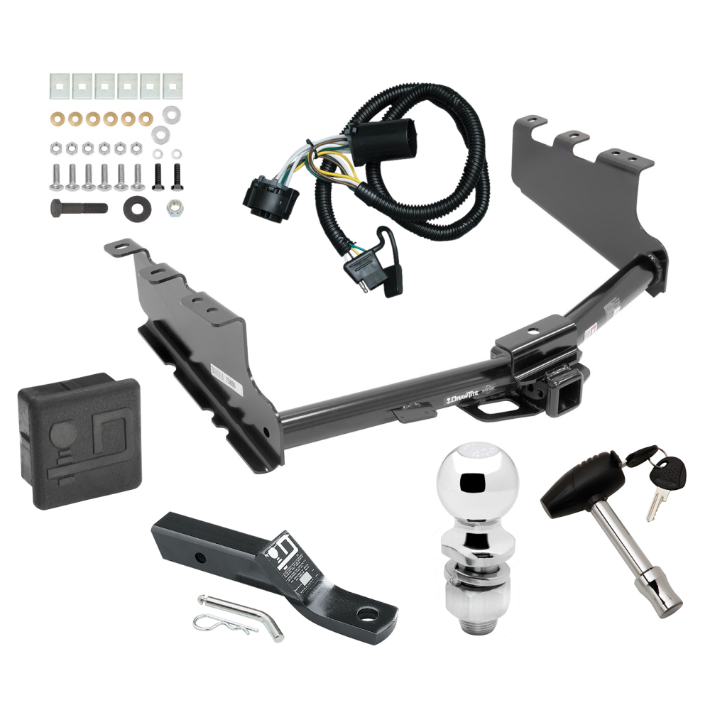 Custom Fit Trailer Hitch Wiring Harness (Plug & Play) 2" Drop Ball-Mount w/ Pin/Clip 2" Chrome Ball Security Lock Pin Rubber Hitch Plug Cover Installation Hardware Installation Instructions 75866 118384 23 63845 580407 7010 Draw-Tite Trailer Trailer Tow Hitch For 14-19 Chevy Silverado GMC Sierra 1500 LD Deluxe Package Wiring 2" Ball and Lock