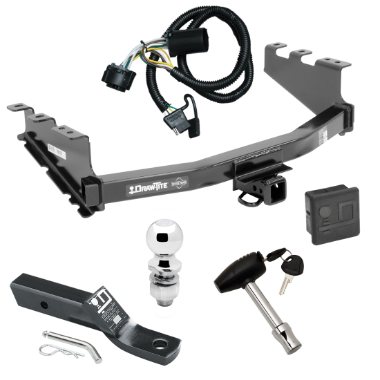 Custom Fit Trailer Hitch Wiring Harness (Plug & Play) 2" Drop Ball-Mount w/ Pin/Clip 2" Chrome Ball Security Lock Pin Rubber Hitch Plug Cover Installation Hardware Installation Instructions 76016 118384 23 63845 580407 7010 Draw-Tite Trailer Trailer Tow Hitch For 14-18 Chevy Silverado GMC Sierra 2019 Old Body Deluxe Package Wiring 2" Ball and Lock