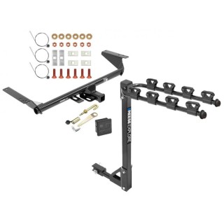 Trailer Tow Hitch w/ 4 Bike Rack For 17-23 Chrysler Pacifica 22-23 Grand Caravan 20-23 Voyager Except Hybrid Tilt away adult or child arms fold down carrier w/ Lock and Cover