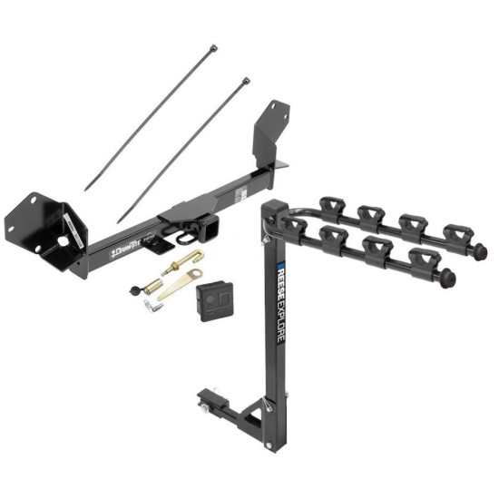 Trailer Tow Hitch w/ 4 Bike Rack For 16-18 Buick Envision tilt away adult or child arms fold down carrier w/ Lock and Cover