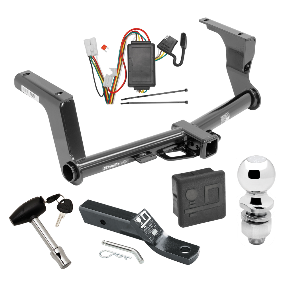 Custom Fit Trailer Hitch Wiring Harness (Plug & Play) 2" Drop Ball-Mount w/ Pin/Clip 2" Chrome Ball Security Lock Pin Rubber Hitch Plug Cover Installation Hardware Installation Instructions 76084 118467 23 63845 580407 7010 Draw-Tite Traile Trailer Tow Hitch For 13-17 Subaru Crosstrek Except Hybrid Deluxe Package Wiring 2" Ball and Lock