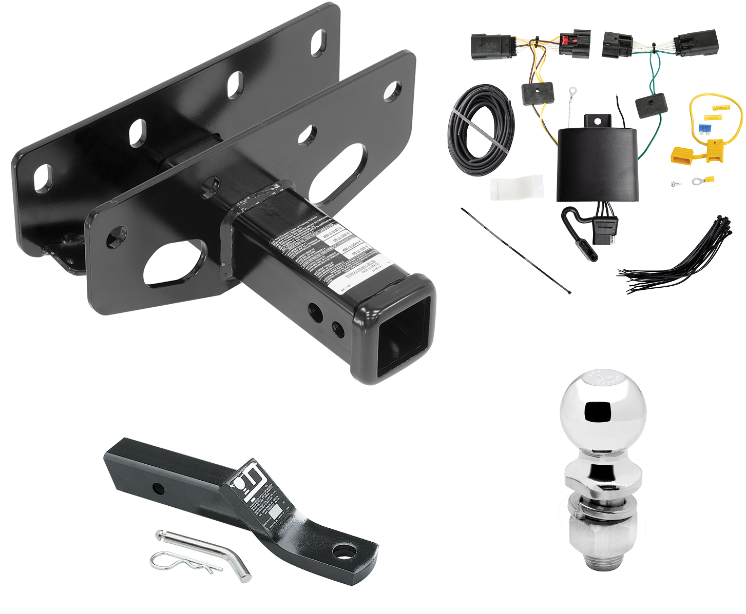 Trailer Tow Hitch For 18-22 Jeep Wrangler JL All Styles Complete Package w/  Wiring and 2 Ball