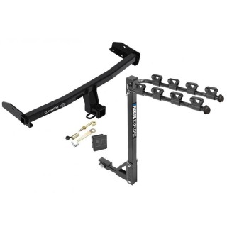 Trailer Tow Hitch w/ 4 Bike Rack For 09-20 Dodge Journey tilt away adult or child arms fold down carrier w/ Lock and Cover