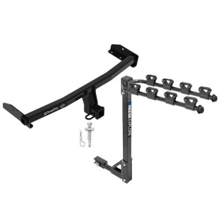 Trailer Tow Hitch w/ 4 Bike Rack For 09-20 Dodge Journey tilt away adult or child arms fold down carrier