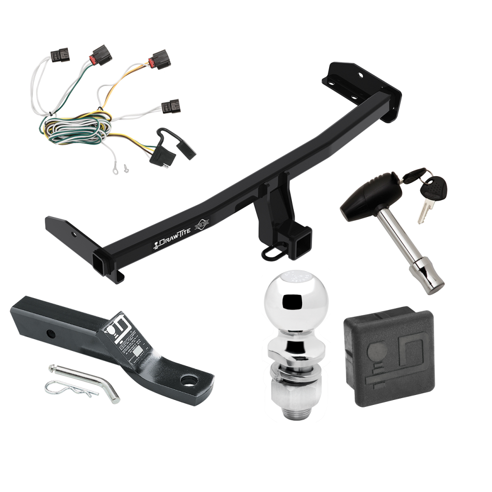 Custom Fit Trailer Hitch Wiring Harness (Plug & Play) 2" Drop Ball-Mount w/ Pin/Clip 2" Chrome Ball Security Lock Pin Rubber Hitch Plug Cover Installation Hardware Installation Instructions 76225 118495 23 63845 580407 7010 Draw-Tite Traile Trailer Tow Hitch For 2010 Dodge Journey Deluxe Package Wiring 2" Ball and Lock