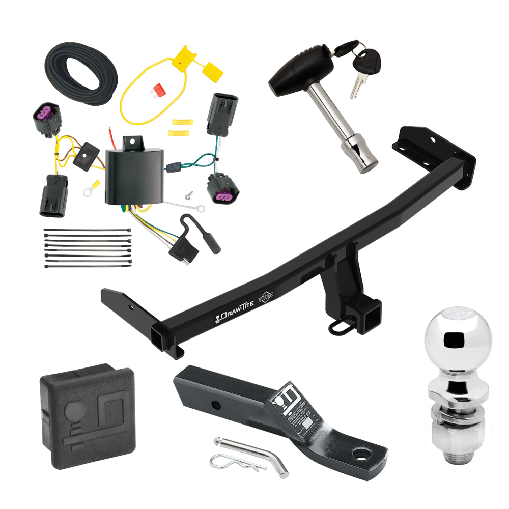 Custom Fit Trailer Hitch Wiring Harness (Plug & Play) 2" Drop Ball-Mount w/ Pin/Clip 2" Chrome Ball Security Lock Pin Rubber Hitch Plug Cover Installation Hardware Installation Instructions 76225 118567 23 63845 580407 7010 Draw-Tite Traile Trailer Tow Hitch For 12-20 Dodge Journey without LED Taillights Deluxe Package Wiring 2" Ball and Lock