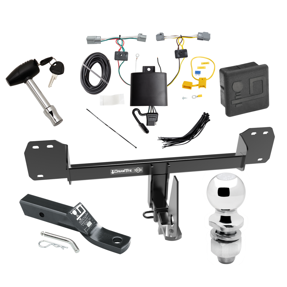 Custom Fit Trailer Hitch Wiring Harness(Plug & Play) 2" Drop Ball-Mount w/ Pin/Clip 2" Chrome Ball Security Lock Pin Rubber Hitch Plug Cover Installation Hardware Installation Instructions 76245 118792 23 63845 580407 7010 Draw-Tite Trailer Trailer Tow Hitch For 19-23 Volvo XC40 Deluxe Package Wiring 2" Ball and Lock